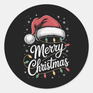 Kerstmis Lichtjes Kerstmuts Kerstmis Familie Ronde Sticker