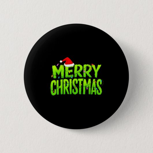 Kerstmis Lichtjes Kerstmuts Pyjama Kersthumor Ronde Button 5,7 Cm (Voorkant)