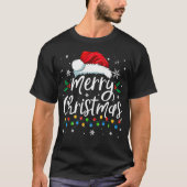 Kerstmis Lichtjes Rode Kerstman Muts Kerstmis Fami T-shirt (Voorkant)