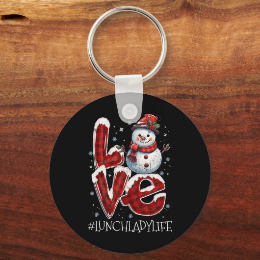 Kerstmis Liefde Sneeuwman Lunch Lady Life Fun Xmas Sleutelhanger (Voorkant)