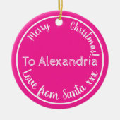 Kerstmis liefde van de kerstman gepersonaliseerd h keramisch ornament (Voorkant)