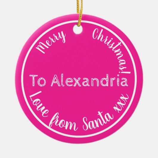 Kerstmis liefde van de kerstman gepersonaliseerd h keramisch ornament (Voorkant)