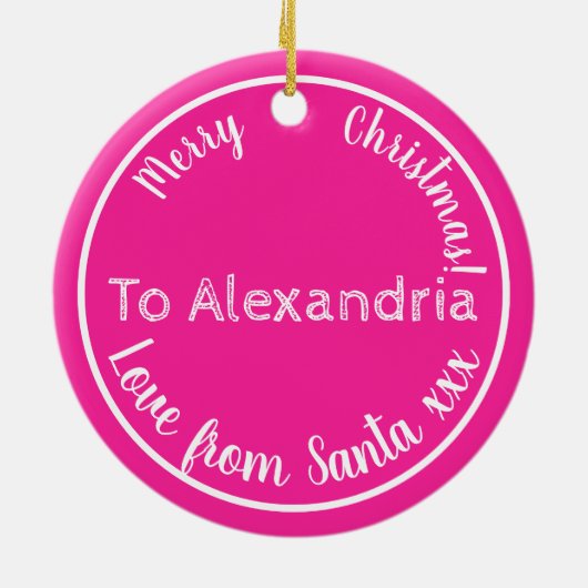 Kerstmis liefde van de kerstman gepersonaliseerd h keramisch ornament (Achterkant)