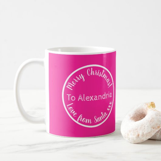 Kerstmis liefde van de kerstman gepersonaliseerd h koffiemok (Met donut)