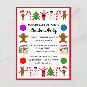 Kerstmis Lijst #2 Uitnodiging Briefkaart