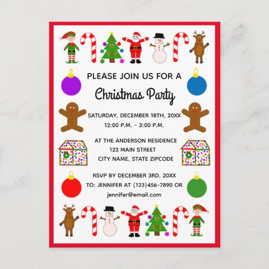 Kerstmis Lijst #2 Uitnodiging Briefkaart (Voorkant)