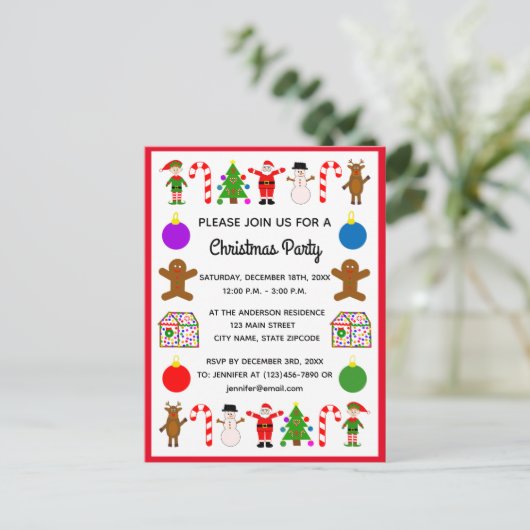 Kerstmis Lijst #2 Uitnodiging Briefkaart (Staand voorkant)