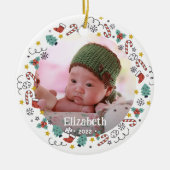 Kerstmis Lijst Baby's Foto Keramisch Ornament (Voorkant)