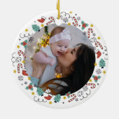 Kerstmis Lijst Baby's Foto Keramisch Ornament (Achterkant)
