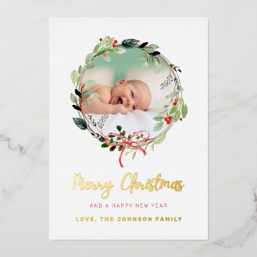 Kerstmis Lijst Folie feestdag Kaart (Voorkant)