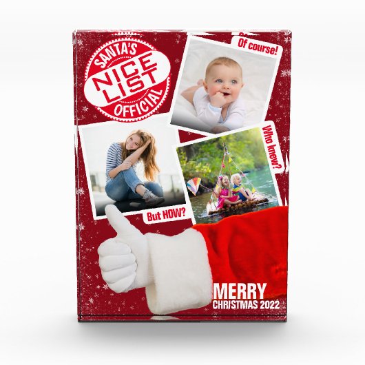 Kerstmis | Lijst van Nice van Santa | 3-Fotocollag Fotoblokken (Voorkant)