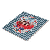 Kerstmis Lijst Voeg je foto-Winter Bird Wreate toe Tegeltje (Zijkant)