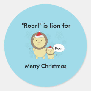 Kerstmis Lion Roar Snowflake Funny personaliseren Ronde Sticker