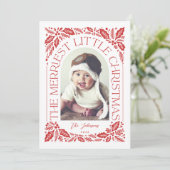 Kerstmis Little Christmas Berry Rood Foto Boog Feestdagenkaart (Staand voorkant)