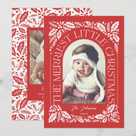 Kerstmis Little Christmas Bes Foto Boog Rood Feestdagenkaart