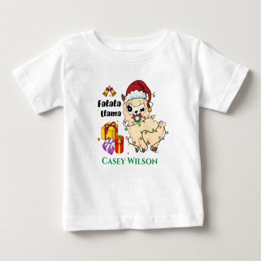 Kerstmis Llama Baby T-Shirt (Voorkant)