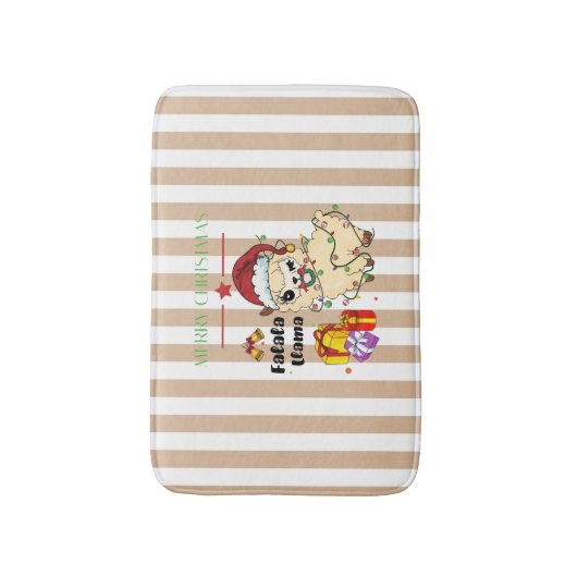 Kerstmis Llama Bath Mat (Voorkant Verticaal)