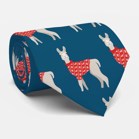 Kerstmis Llama Cute Stropdas (Opgerold)