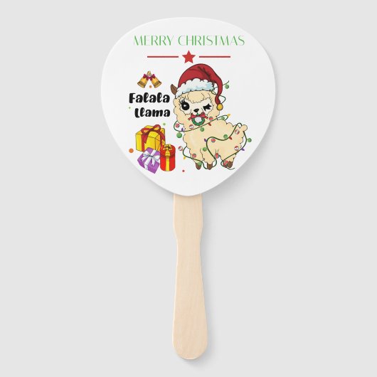 Kerstmis Llama Hand Fan Handwaaier (Voorkant)