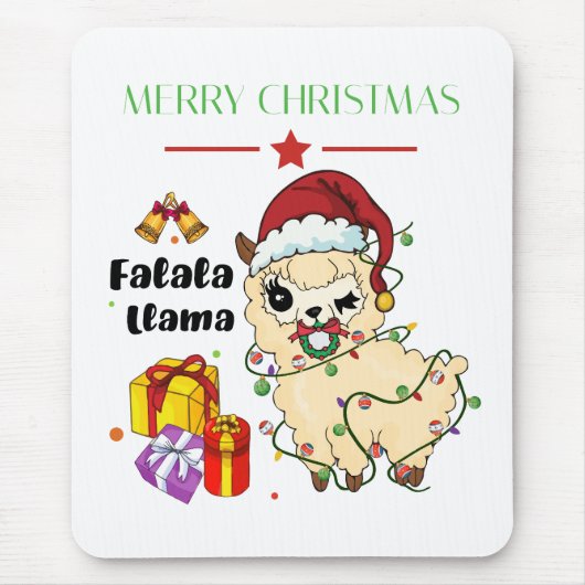 Kerstmis Llama Mousepad Muismat (Voorkant)