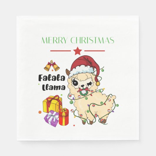 Kerstmis Llama Napkin Servet (Voorkant)