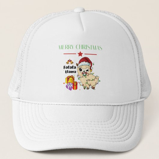 Kerstmis Llama Trucker Hat Trucker Pet (Voorkant)