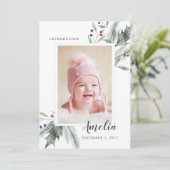 Kerstmis Loof Baby Foto Geboorte Aankondiging (Staand voorkant)