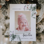 Kerstmis Loof Baby Foto Geboorte Aankondiging