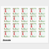Kerstmis Loof Bessen Kabouter Vierkante Sticker (Vel)