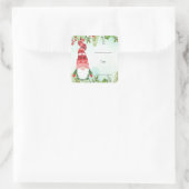 Kerstmis Loof Bessen Kabouter Vierkante Sticker (Tas)