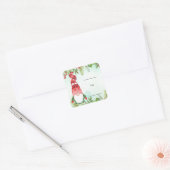 Kerstmis Loof Bessen Kabouter Vierkante Sticker (Envelop)
