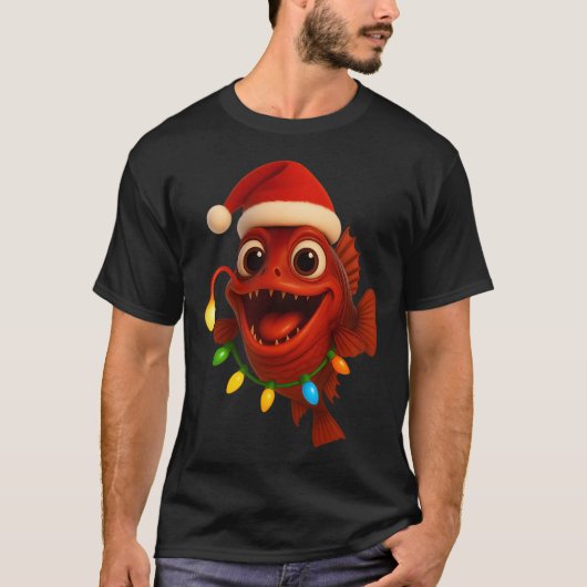 Kerstmis Loskake Stoplichtvis T-shirt (Voorkant)
