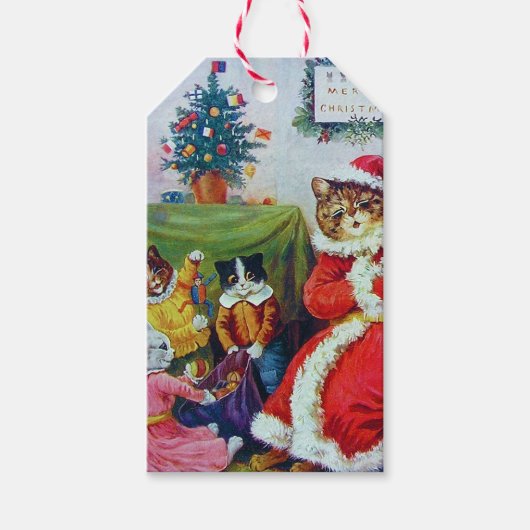  kerstmis, Louis Wain Cadeaulabel (Voorkant)