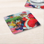  kerstmis, Louis Wain Kartonnen Onderzetters (Schuin)