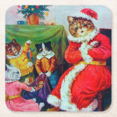  kerstmis, Louis Wain Kartonnen Onderzetters (Voorkant)