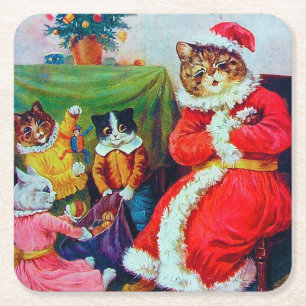 kerstmis, Louis Wain Kartonnen Onderzetters