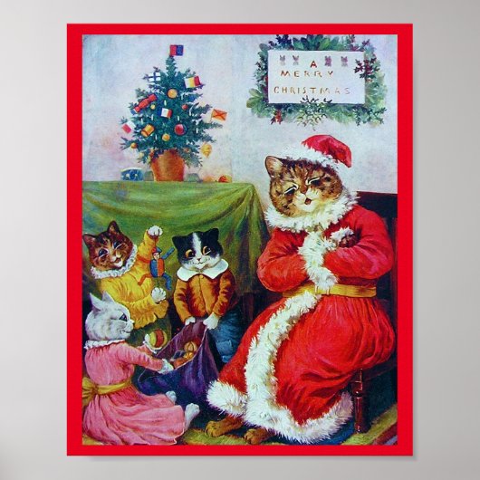 kerstmis, Louis Wain Poster (Voorkant)
