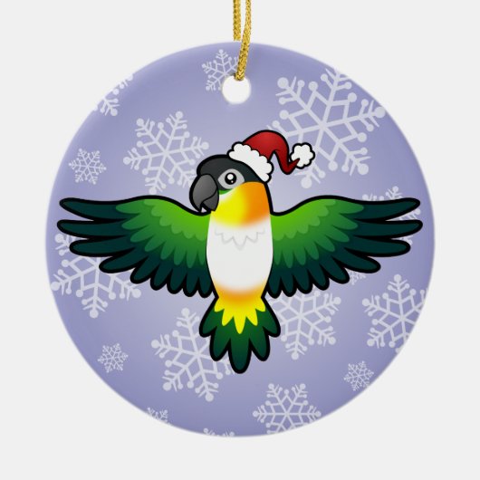 Kerstmis, Lovebird/Pionus/Parrot Keramisch Ornament (Voorkant)