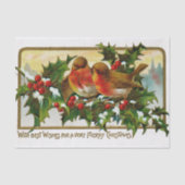 Kerstmis Lovebirds Onder Bessen en Ivy Tissuepapier (Voorkant)