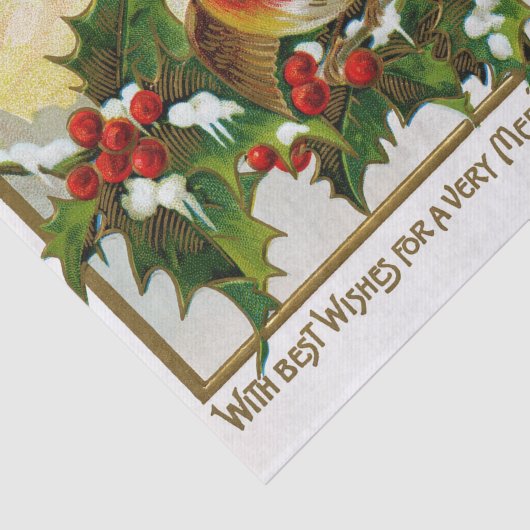 Kerstmis Lovebirds Onder Bessen en Ivy Tissuepapier (Detail)