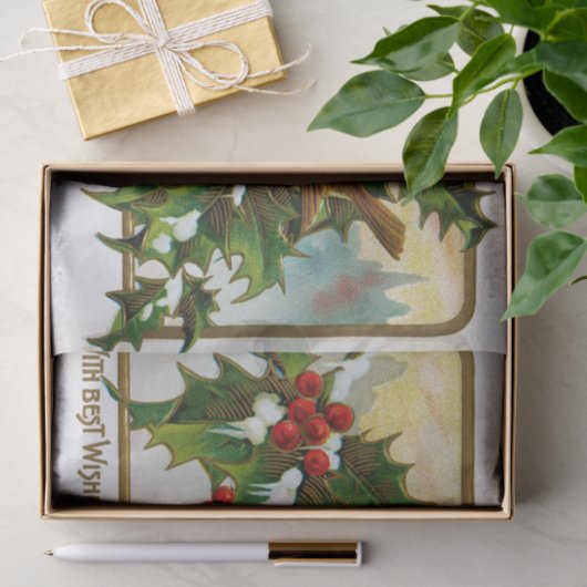 Kerstmis Lovebirds Onder Bessen en Ivy Tissuepapier (Geschenk)