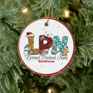 Kerstmis LPN Verpleegster Custom Keramisch Ornament