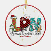 Kerstmis LPN Verpleegster Custom Keramisch Ornament (Voorkant)