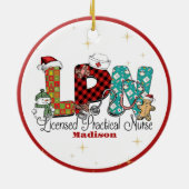 Kerstmis LPN Verpleegster Custom Keramisch Ornament (Achterkant)