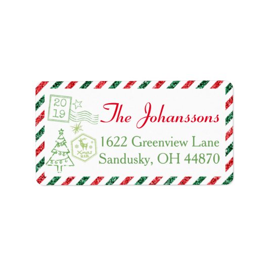 Kerstmis:  luchtpost etiket (Voorkant)