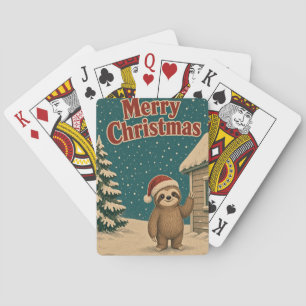 Kerstmis luiaard cottage rand dier pokerkaarten