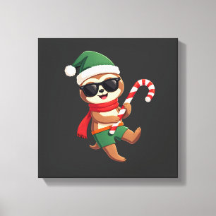 Kerstmis Luiaard Elf Pepermunt Snoepstok Trui Canvas Afdruk
