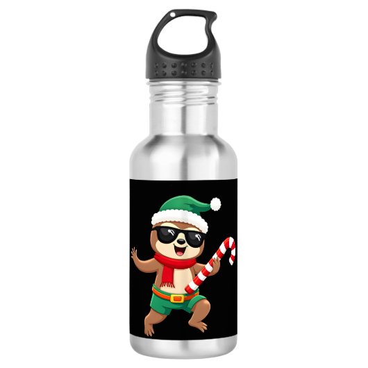 Kerstmis Luiaard Elf Pepermunt Snoepstok Trui Waterfles (Voorkant)