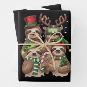 Kerstmis luiaard vrolijke luiaard Kerstmis luiaard Inpakpapier Vel