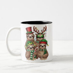Kerstmis luiaard vrolijke luiaard Kerstmis luiaard Tweekleurige Koffiemok